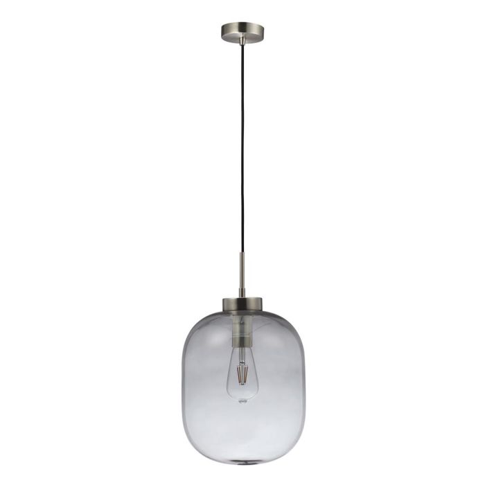 FLAUNT GLASS PENDANT 240V E27 SATIN CHROME SMOKE 22743