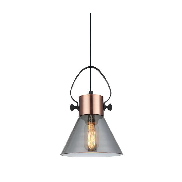 PENDANT ES 60W Copper Plate with smoke Glass FUMOSO1 Cla Lighting