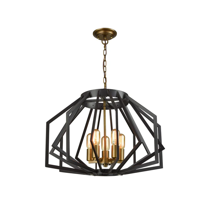 GAMBA Industrial Rustic Wide Angular Cage Pendant Lights GAMBA1