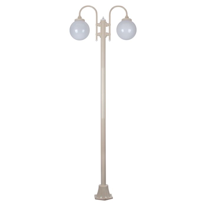 Lisbon Twin Spheres Curved Arms Plain Post Light Beige - 15788	