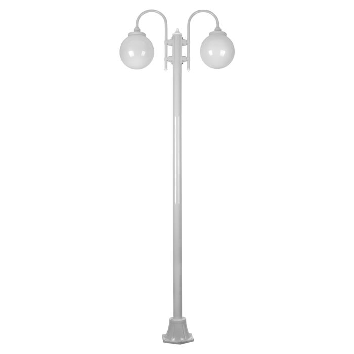 Lisbon Twin Spheres Curved Arms Plain Post Light White - 15793