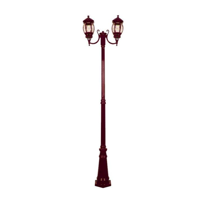 Vienna Twin Head Curved Arms Tall Post Light Burgundy - 15970	