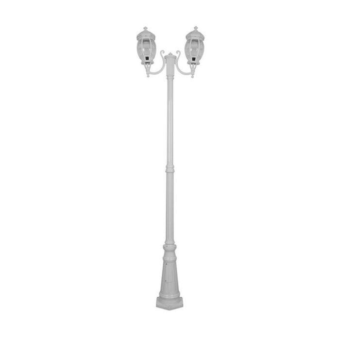 Vienna Twin Head Curved Arms Tall Post Light White - 15973	