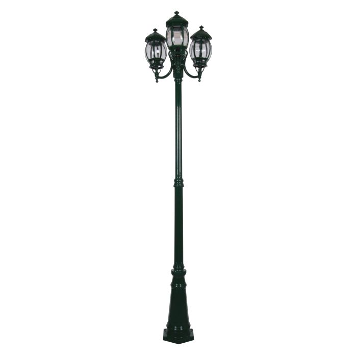 Vienna Three Head Curved Arm Tall Post Light Green - 15977	