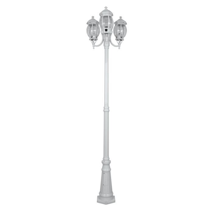 Vienna Three Head Curved Arm Tall Post Light White -15979	