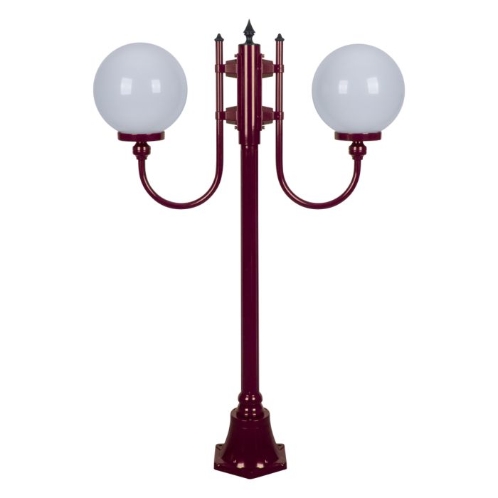 Lisbon Twin 25cm Spheres Curved Arms Short Post Light Burgundy - 15688	