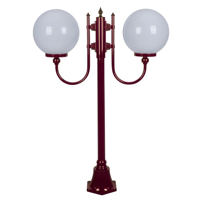 Lisbon Twin 30cm Spheres Curved Arms Short Post Light Burgundy - 15694	