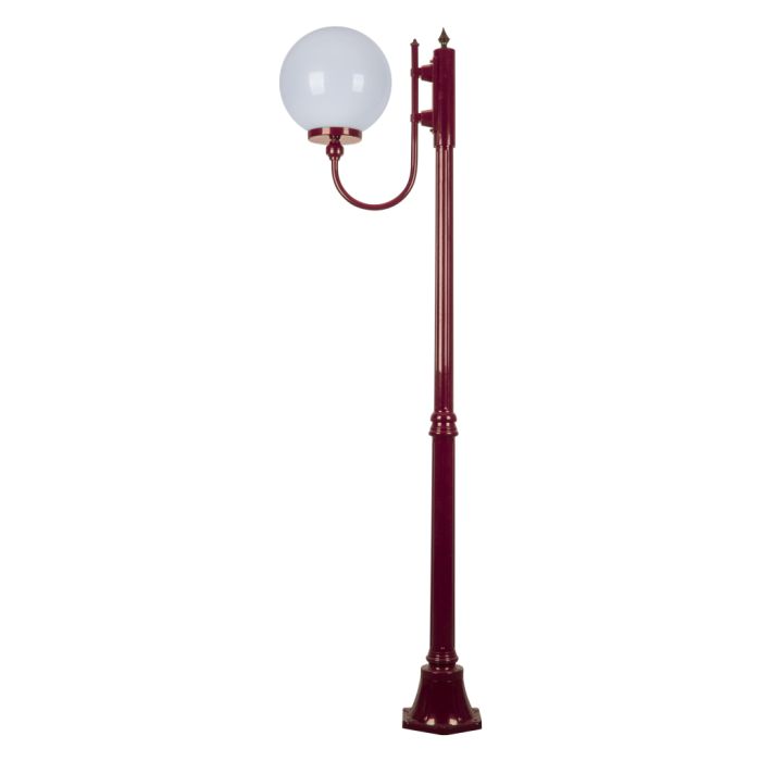 Lisbon 30cm Sphere Curved Arm Medium Post Light Burgundy - 15706