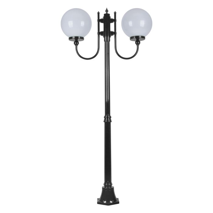 Lisbon Twin 30cm Sphere Curved Arms Medium Post Light Black - 15717	