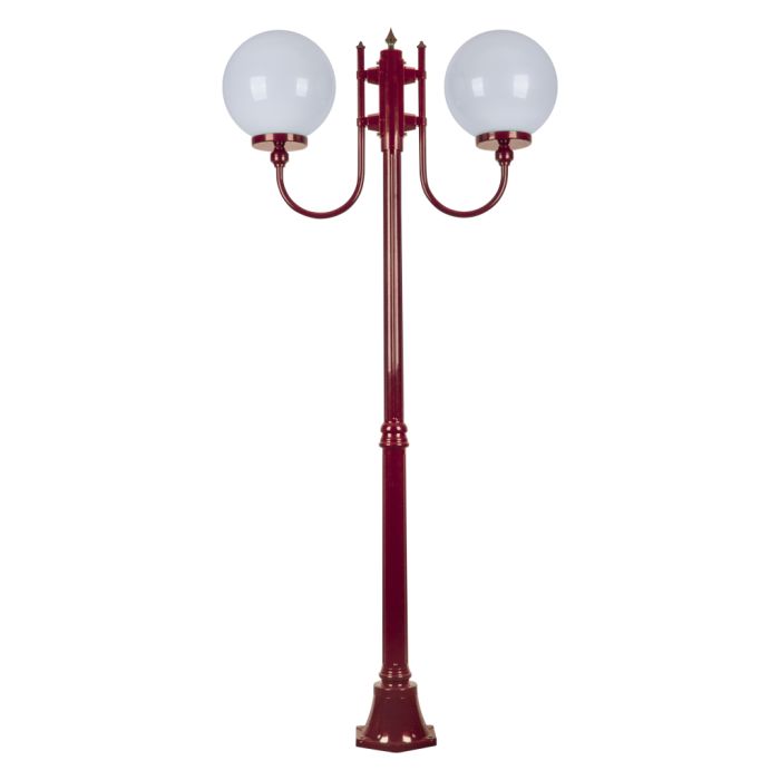 Lisbon Twin 30cm Sphere Curved Arms Medium Post Light Burgundy - 15718	