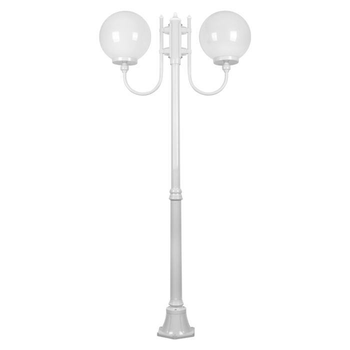 Lisbon Twin 30cm Sphere Curved Arms Medium Post Light White - 15721	