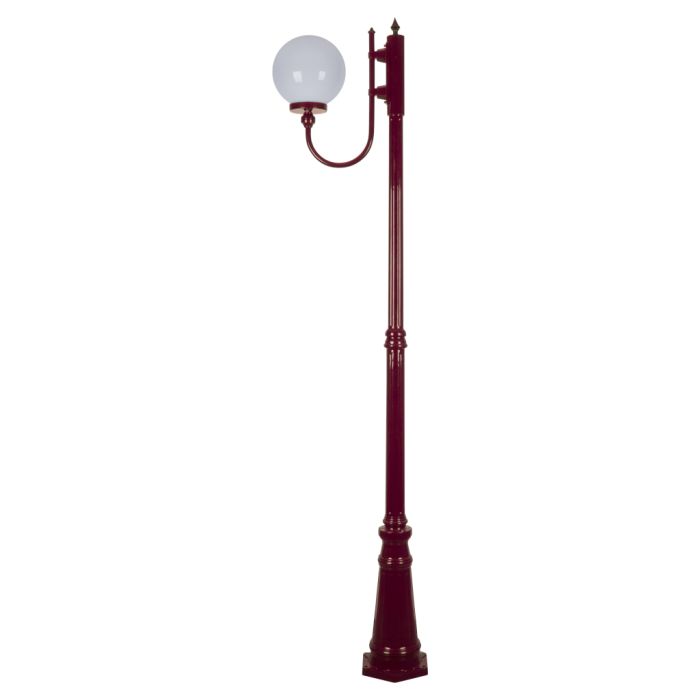 Lisbon 25cm Sphere Curved Arm Tall Post Light Burgundy - 15724	