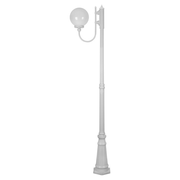 Lisbon 25cm Sphere Curved Arm Tall Post Light White - 15727	