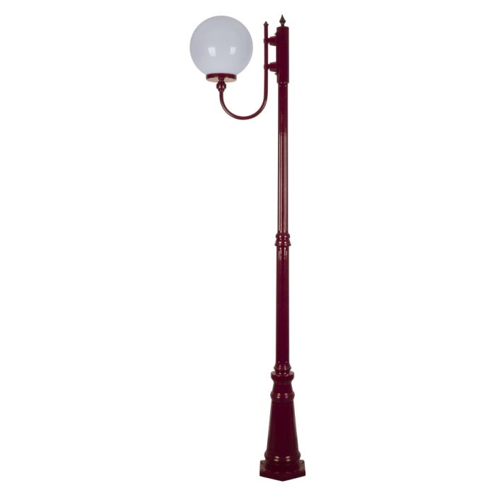 Lisbon 30cm Sphere Curved Arm Tall Post Light Burgundy - 15730	