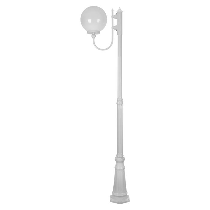 Lisbon 30cm Sphere Curved Arm Tall Post Light White - 15733	