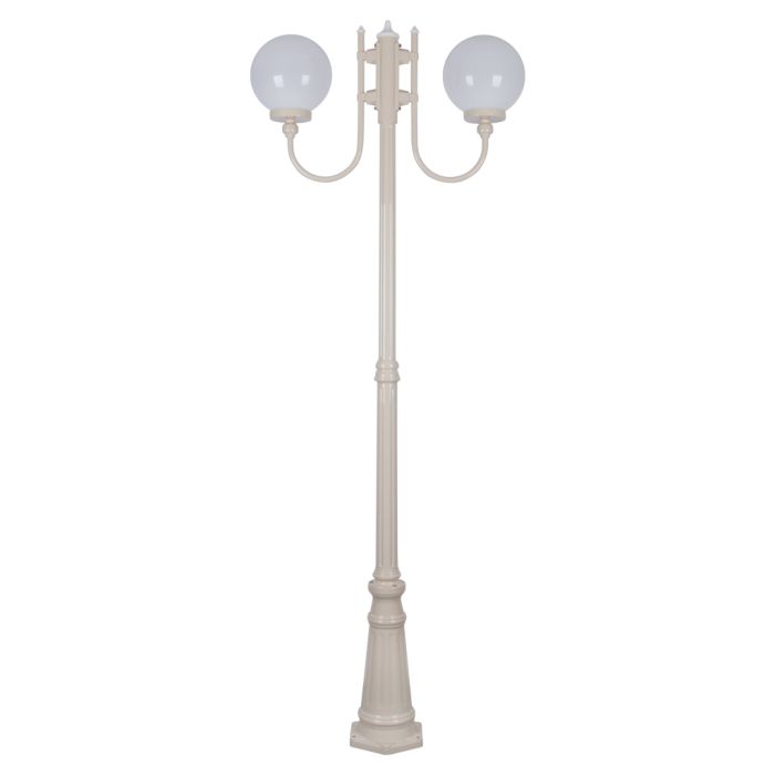 Lisbon Twin 25cm Sphere Curved Arms Tall Post Light Beige - 15734	