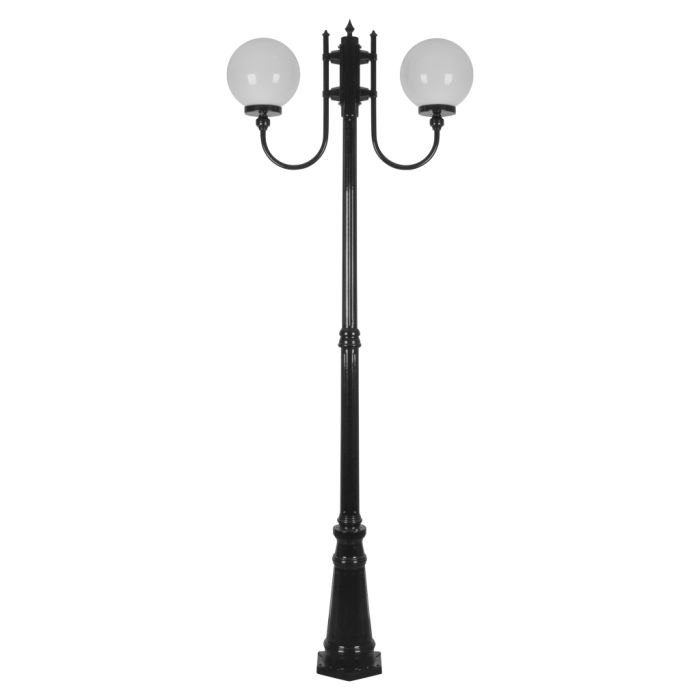 Lisbon Twin 25cm Sphere Curved Arms Tall Post Light Black - 15735	