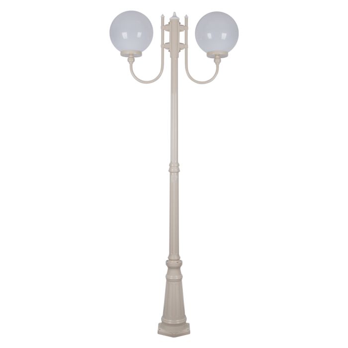 Lisbon Twin 30cm Sphere Curved Arms Tall Post Light Beige - 15740	