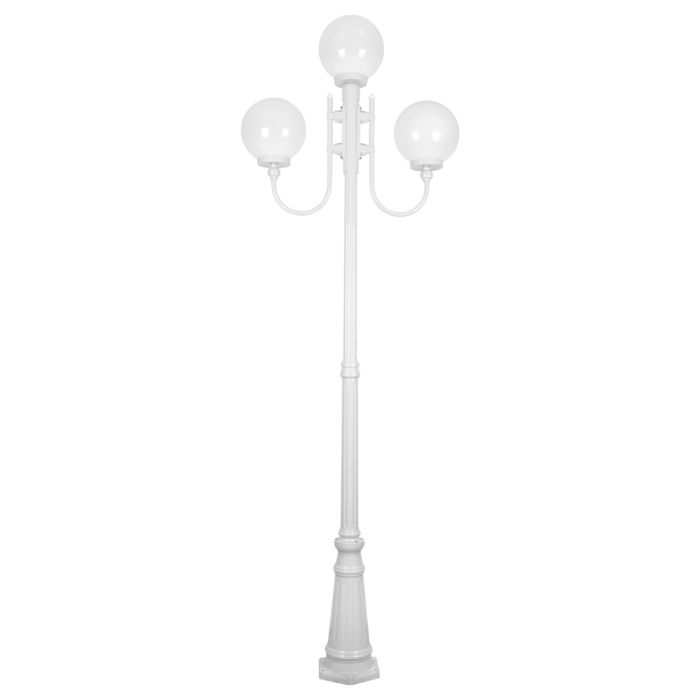 Lisbon Triple 25cm Spheres Curved Arms Tall Post Light White - 15751	