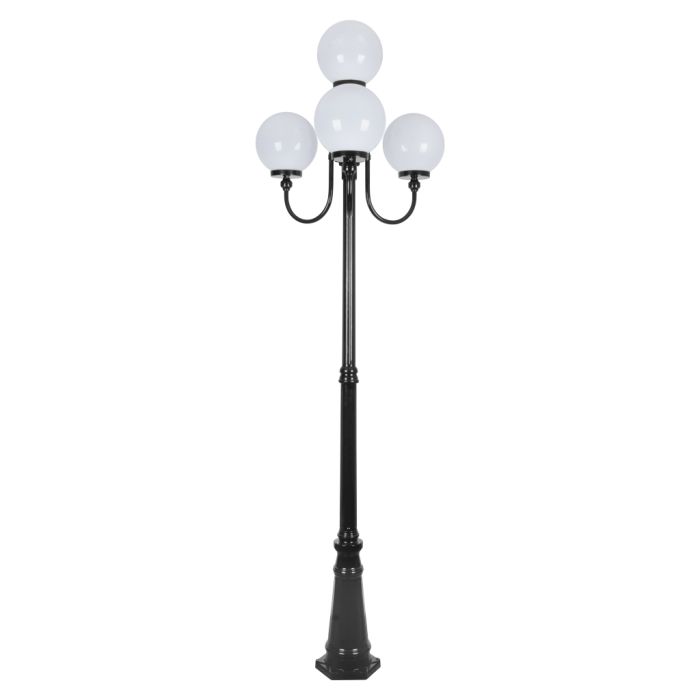 Lisbon Four 25cm Spheres Curved Arms Tall Post Light Black - 15771	