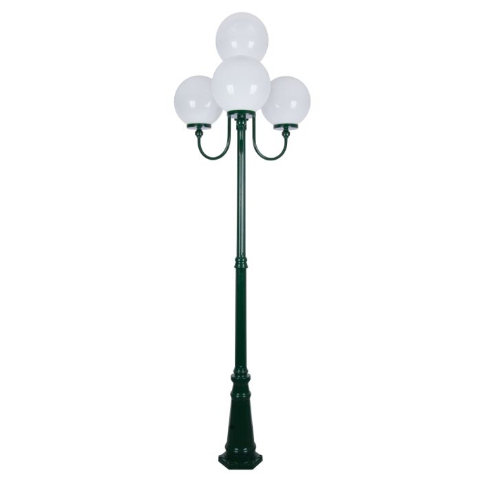 Lisbon Four 30cm Spheres Curved Arms Tall Post Light Green - 15779	