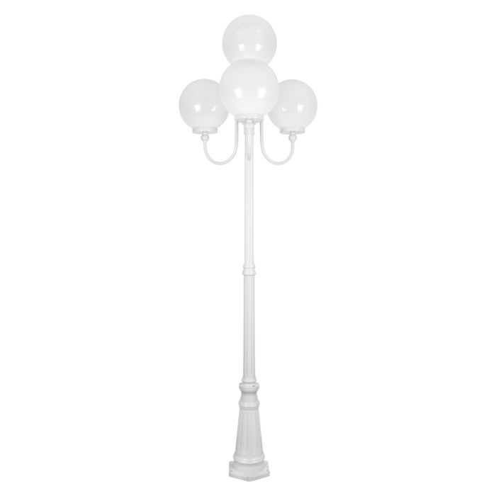 Lisbon Four 30cm Spheres Curved Arms Tall Post Light White - 15781	