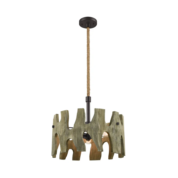 HOPI Large Drum Weathered Grey Wood Pendant Light HOPI01