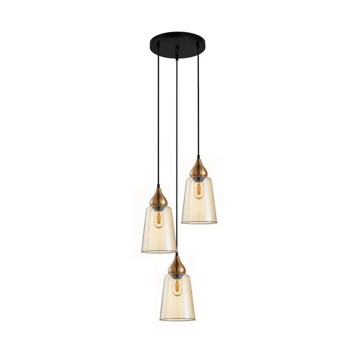 JEREZ Modern Ellipse Glass Flat Top 3 Pendant Lights Round JEREZ1X3R