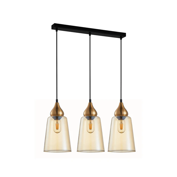 JEREZ Modern Ellipse Glass Flat Top 3 Pendant Lights JEREZ1X3S