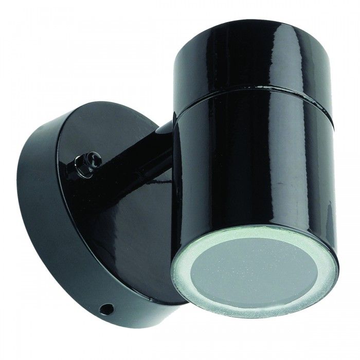 Halogen Single Wall Light IP54 Black, Silver/Grey, Copper 35W LG203-BL Superlux