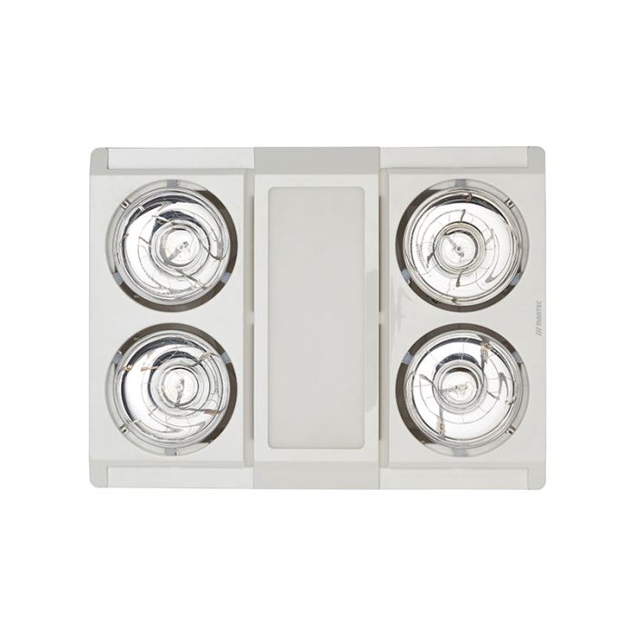 Profile Panel 4 Heat 3 in 1 Bathroom Heater Exhaust Fan with 12w Tricolour Panel Light White - MBHN4LW