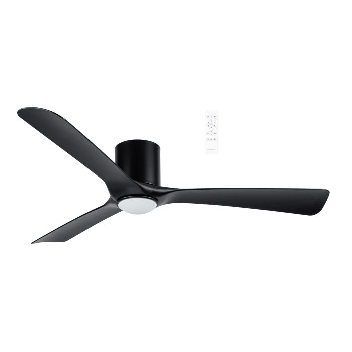 Fresno DC Close to Ceiling 52" Hugger Smart WIFI Ceiling Fan with Dimmable CCT LED Light In Black MFDC1333M