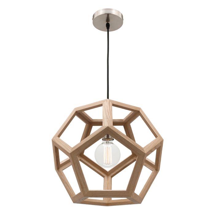 Peeta Small Pendant Light 40cm Natural Timber Hexagon Mercator MG4231S