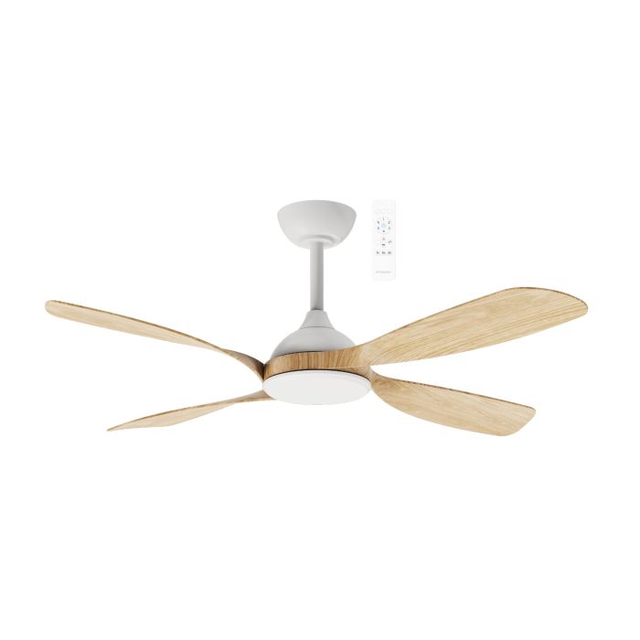 MHDC134WO Hampton DC 1320mm 4 ABS Blade WIFI & Remote Control Ceiling Fan Only Matt White/Oak