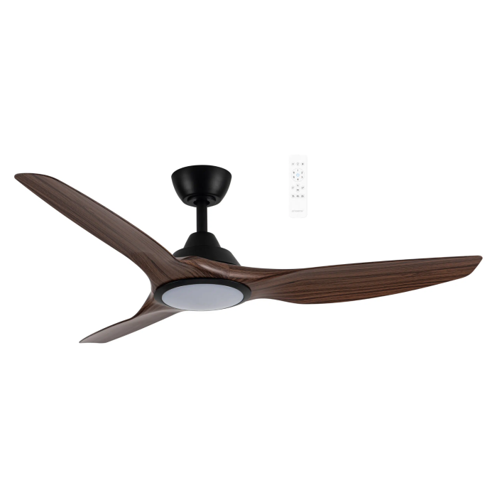 Impact DC 52" Smart WIFI Ceiling Fan with Dimmable CCT LED Light Matt Black with Walnut Blade MIDC1333MWN