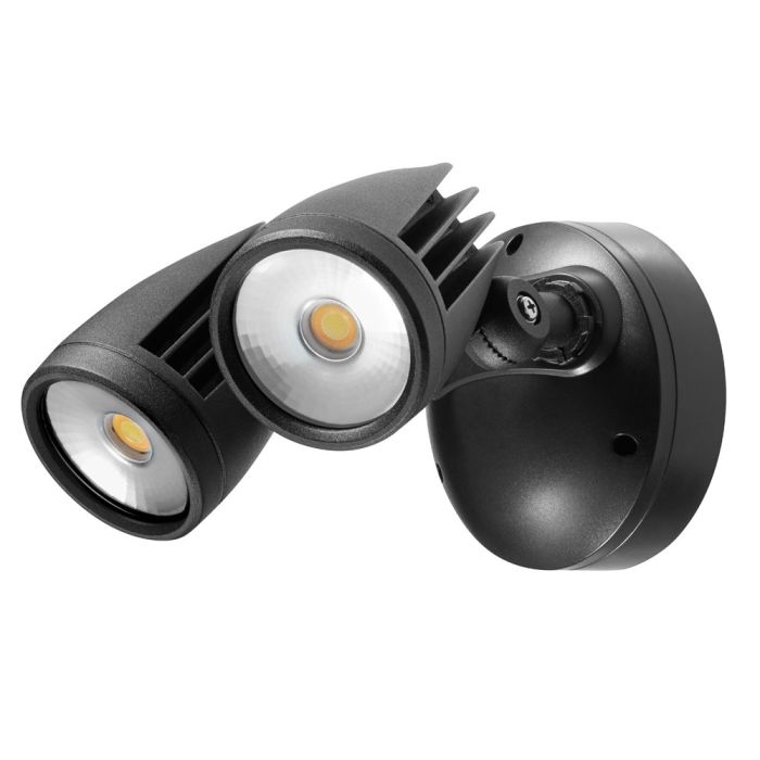 Fortress PRO LED Flood Light Outdoor IP65 Double Spot 2 x 18w Tricolour Matt Black - MLXFP3452M