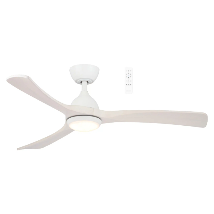 Norfolk DC 48" Smart  WIFI Ceiling Fan with Dimmable CCT LED Light Matt White/Whitewash MNDC1233WW