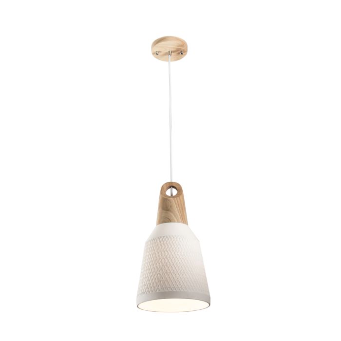 Morrissey 1Light Pendent Small E27 40W Oak/White Creamic (MG6031S) Mercator Lighting