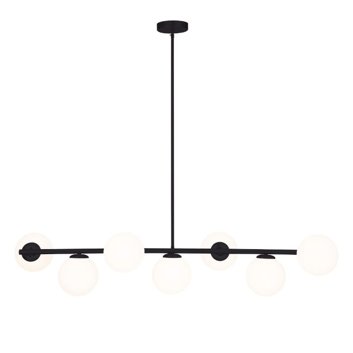 Preston Pendant 7 Lights Black Metal White Glass - MPLS031BLK