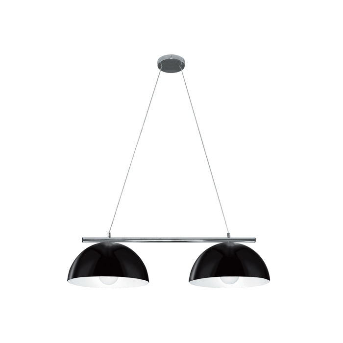 Double Retro Modern Shade Pendant Black, Chrome 75W MS2400-BLWH Superlux