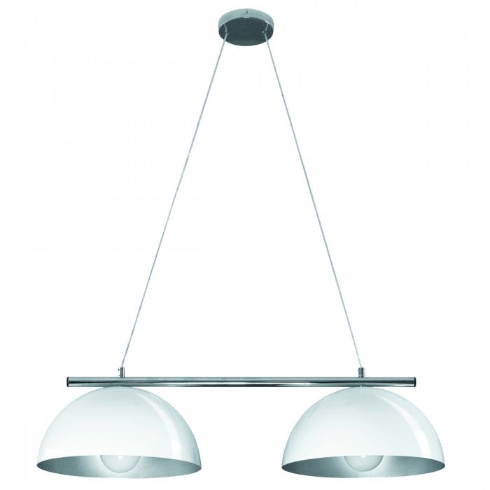 Double Retro Modern Shade Pendant White, Chrome 75W MS2400-WHSI Superlux