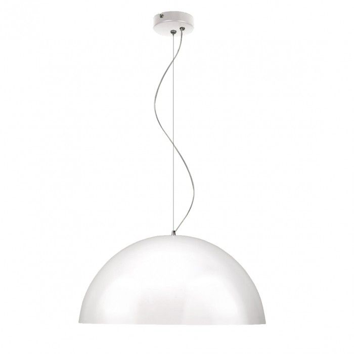 Large Retro Modern Shade Pendant White, Silver/Grey 75W MS600-WHSI Superlux