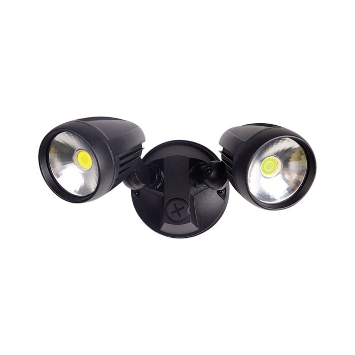 Muro 30 Watt Twin Head LED Spotlight Black / Tri Colour - 25059