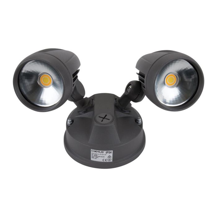 Muro 30 Watt Twin Head LED Spotlight Dark Grey / Tri Colour - 25060	