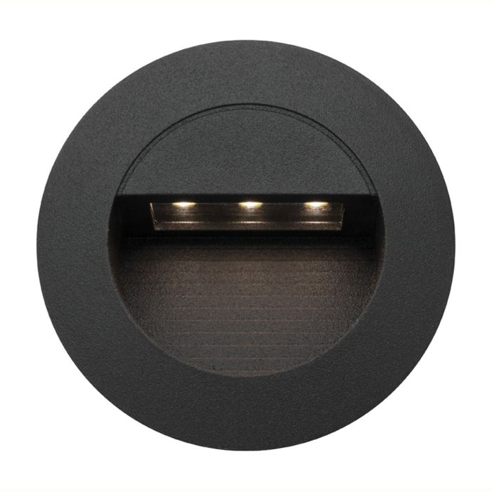 RYE 1.2W ROUND LED STEP LIGHT (MW1811RBLK) BLACK MERCATOR LIGHTING