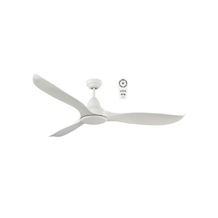 Wave 1520mm 3 ABS Blade DC Remote Control Ceiling Fan with 18w Tricolour LED Light White Satin - MWF1633WSR