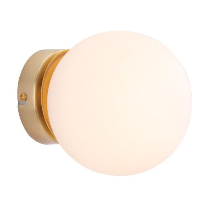 MERCATOR Lana Opal Glass Ball Wall Light - Brushed Brass - E14 MWL001BRS