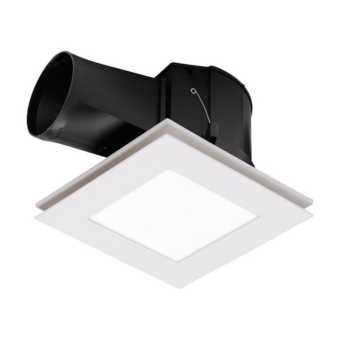 Flow Square 250mm Exhaust Fan & 12W Tricolour LED Light White - MXFLFS25W