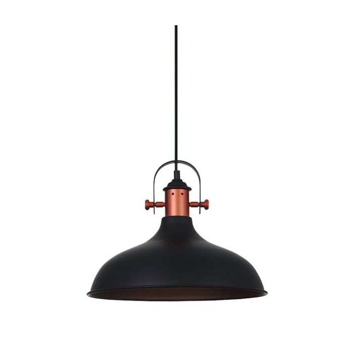 PENDANT ES 72W MATT BLK DOME with Copper plating NARVIK2 Cla lighting