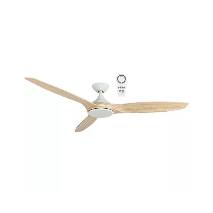 MNF143WOR Newport 1420mm 3 ABS Blade DC Remote Control Ceiling Fan In White/Oak